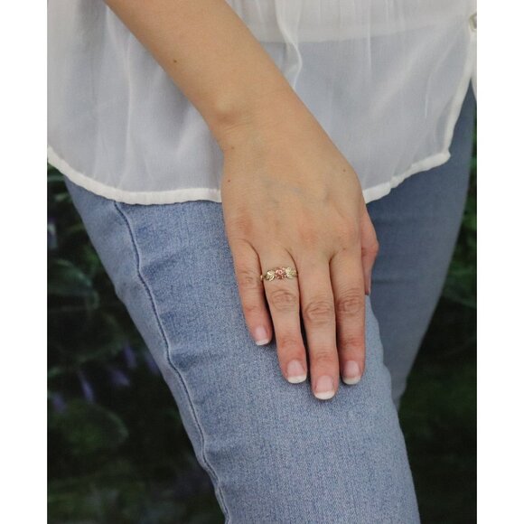 10k Yellow Gold & Rose Gold Flower Rose Leaf Ring Size 7 1/2 - Picture 4 of 7